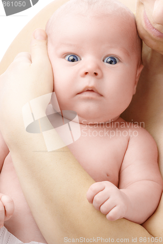 Image of Cute newborn in mother's hands