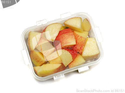 Image of apple slices in a plastic container