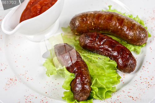 Image of grilled sausage closeup