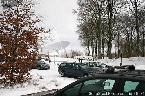 Image of winter parking on golfcours