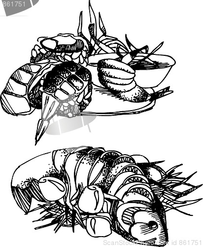 Image of fishes and sushi