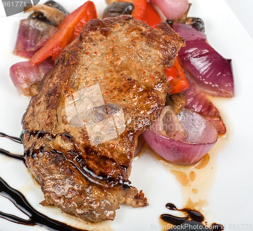 Image of beef steak with vegetable