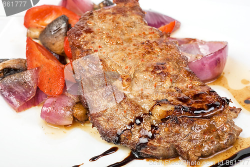 Image of beef steak with vegetable