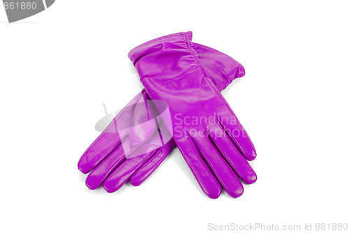 Image of Purple female leather gloves