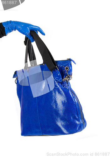 Image of Blue and white bag