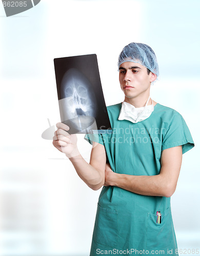 Image of doctor holding up xrays.