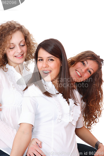 Image of Group of happy pretty laughing girls