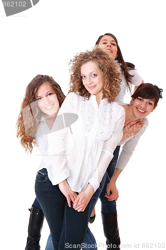 Image of Group of happy pretty laughing girls