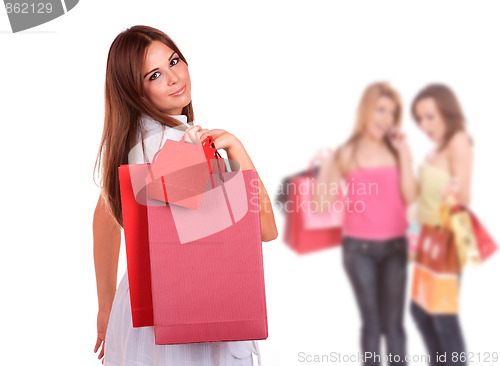 Image of Group of shopping girls