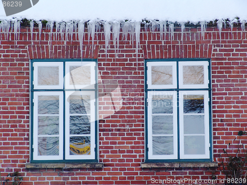 Image of windows under icicles