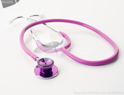 Image of pink stethoscope on white