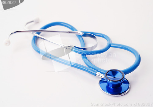 Image of blue stethoscope on white