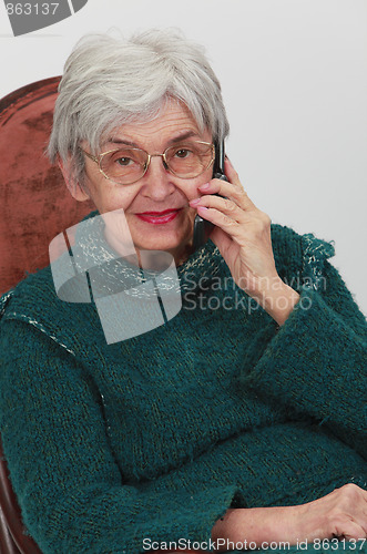 Image of Old woman on the phone