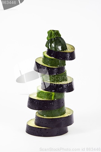 Image of Stack of Zucchini and Eggplant slices
