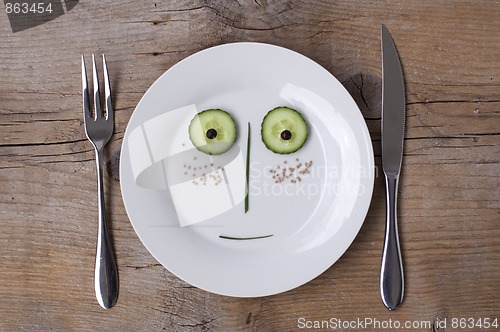 Image of Vegetable Face on Plate - Male, Surprised