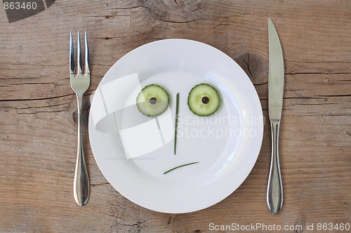 Image of Vegetable Face on Plate - Male, Shocked