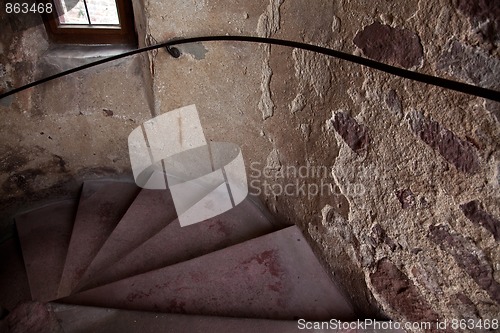 Image of Old Spiral Stairways in Castle