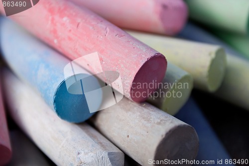 Image of Differently colored chalk for street painting