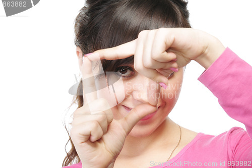 Image of Gaze through finger frame