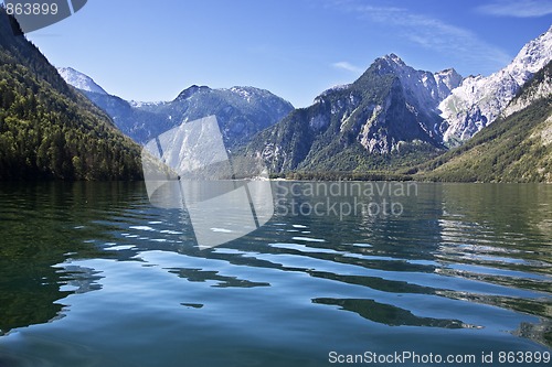 Image of View from the Koenigssee towards the alps