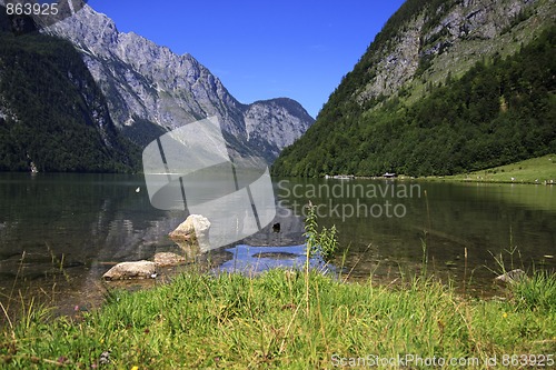 Image of View from the Koenigssee towards the alps