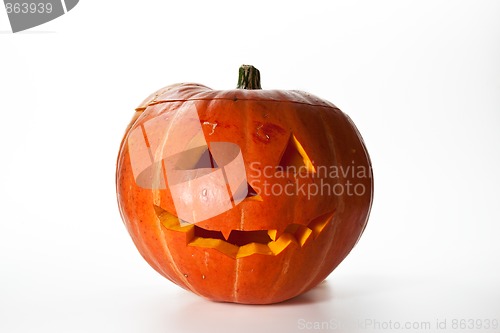 Image of Halloween Pumpkin, inside lit by light, creepy looking