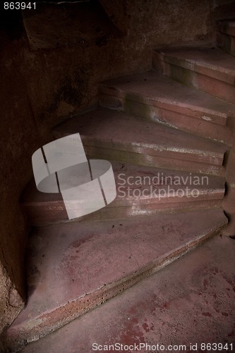 Image of Old Spiral Stairways in Castle