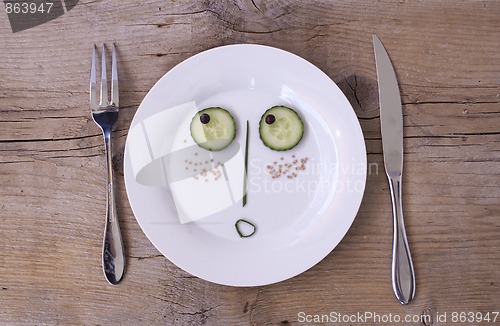 Image of Vegetable Face on Plate - Male, Surprised