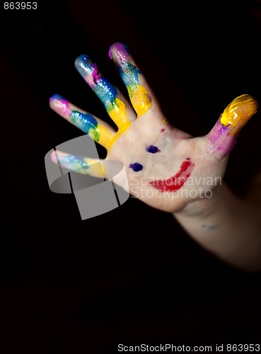 Image of Little Children Hands doing Fingerpainting