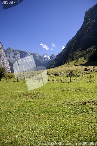 Image of View from the Koenigssee towards the alps