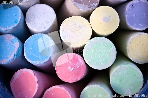 Image of Differently colored chalk for street painting