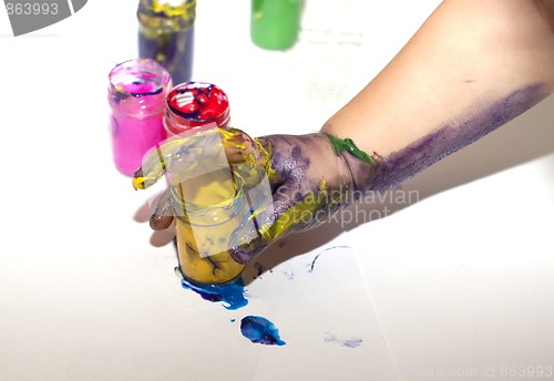 Image of Little Children Hands doing Fingerpainting