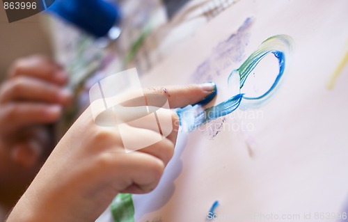 Image of Little Children Hands doing Fingerpainting