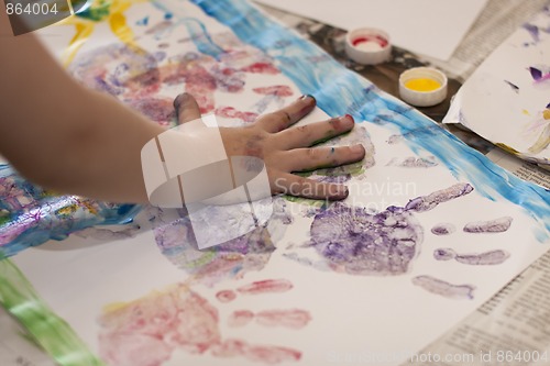 Image of Little Children Hands doing Fingerpainting