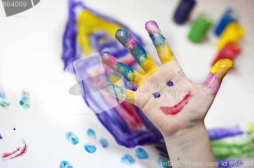 Image of Little Children Hands doing Fingerpainting