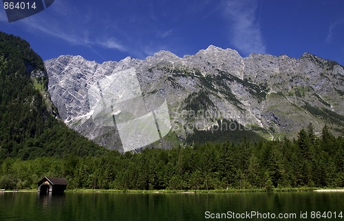 Image of View from the Koenigssee towards the alps