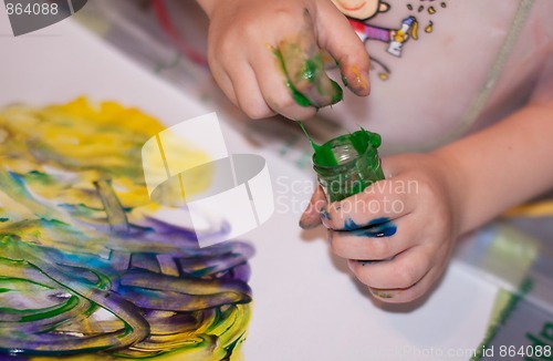 Image of Little Children Hands doing Fingerpainting