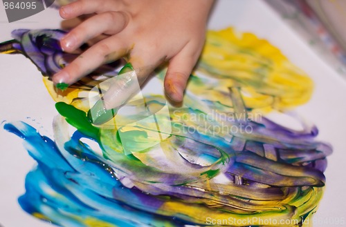 Image of Little Children Hands doing Fingerpainting