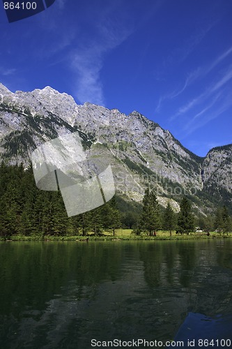 Image of View from the Koenigssee towards the alps