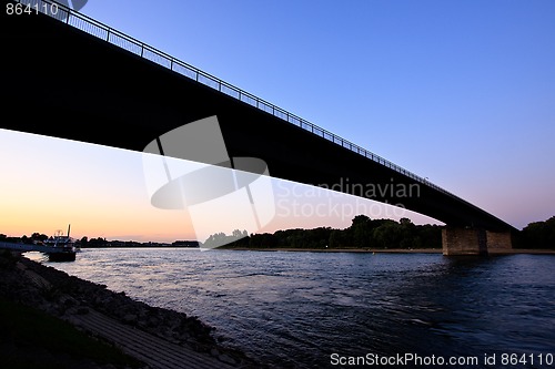 Image of View of river Rhine near Speyer, Germany, at sundown