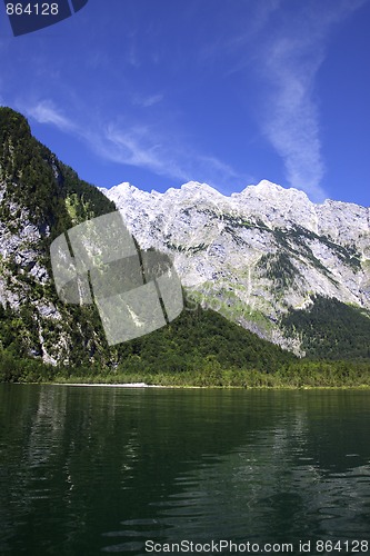 Image of View from the Koenigssee towards the alps