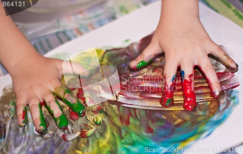 Image of Little Children Hands doing Fingerpainting