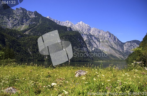 Image of View from the Koenigssee towards the alps