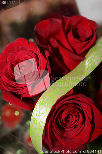 Image of Red roses in the wedding bouquet