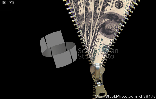 Image of Zipper concept. Discover money, revealing economy