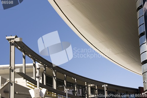 Image of Abstract Building Roof in Las Vegas Strip with Monorail