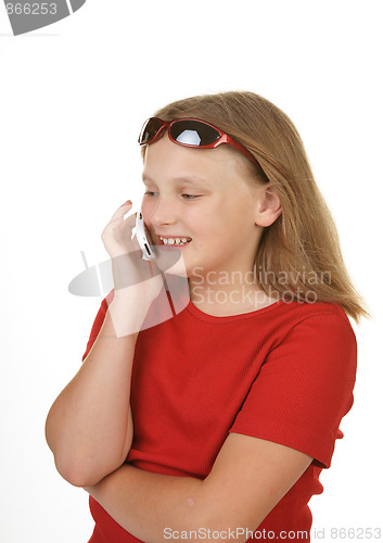 Image of young girl on mobile cell phone