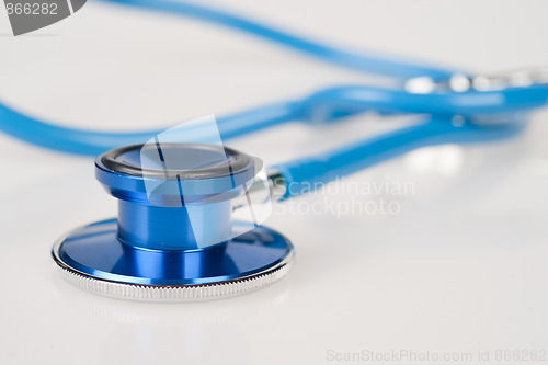 Image of blue stethoscope on white