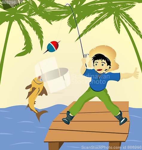 Image of Boy  fishing