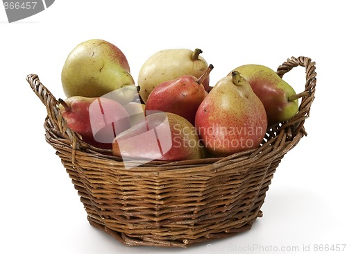 Image of Pears in Wooden Basket